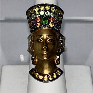 Queen Nefertiti Sterling Palladium Designer Genuine Gemstone Ring Boho